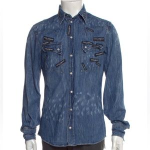 •Dolce & Gabbana Denim Shirt • Long Sleeve with Two-Button Barrel Cuffs